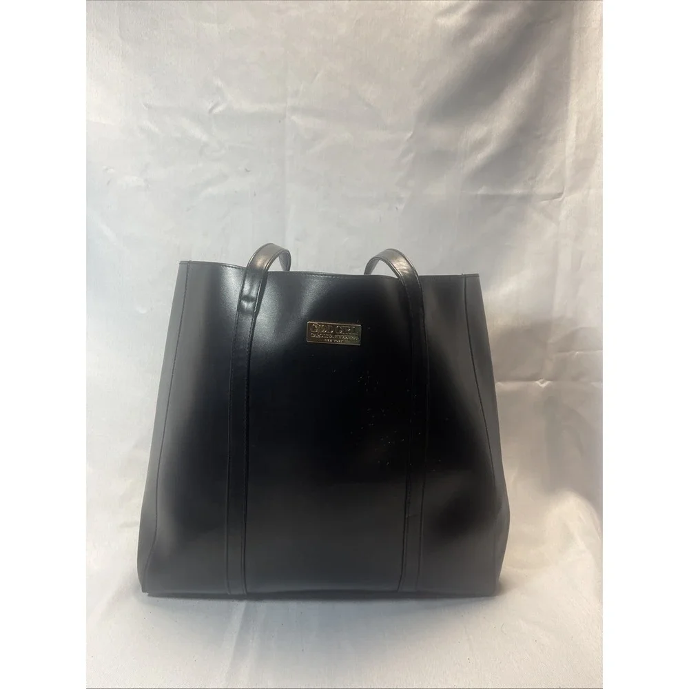 Good Girl Carolina Herrera Large Faux Leather Tote Black Gold Logo